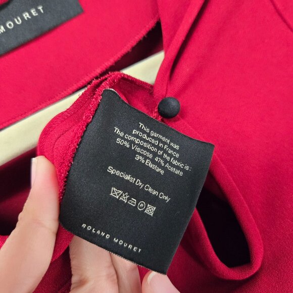 Roland Mouret Red Sheath Dress Cocktail Ruched Side Holiday Classic Women's Sz 6 - Picture 9 of 9